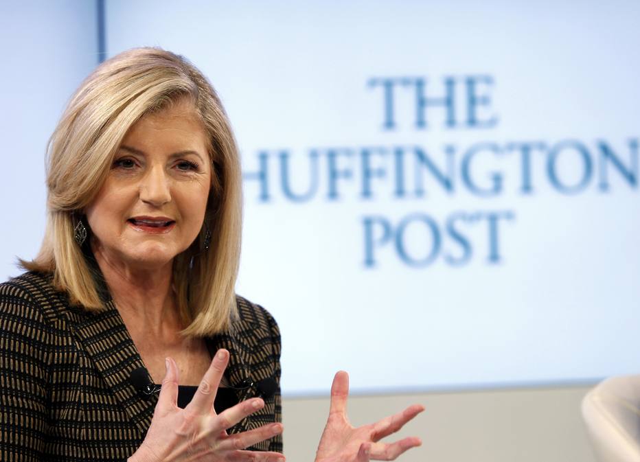 Arianna Huffington, president and Editor-in-Chief of The Huffington Post Media Group attends a session at the World Economic Forum (WEF) in Davos January 25, 2014. REUTERS/Denis Balibouse (SWITZERLAND  - Tags: POLITICS BUSINESS)