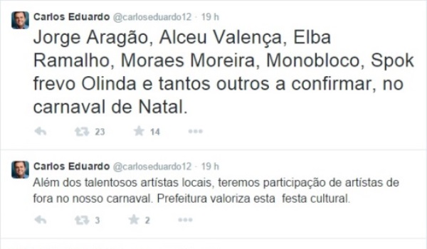 Prefeito Carlos Eduardo anuncia algumas das atrações do Carnaval de Natal