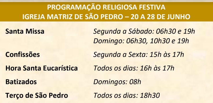 Confira a programação oficial da 100ª Festa de São Pedro do Alecrim ...