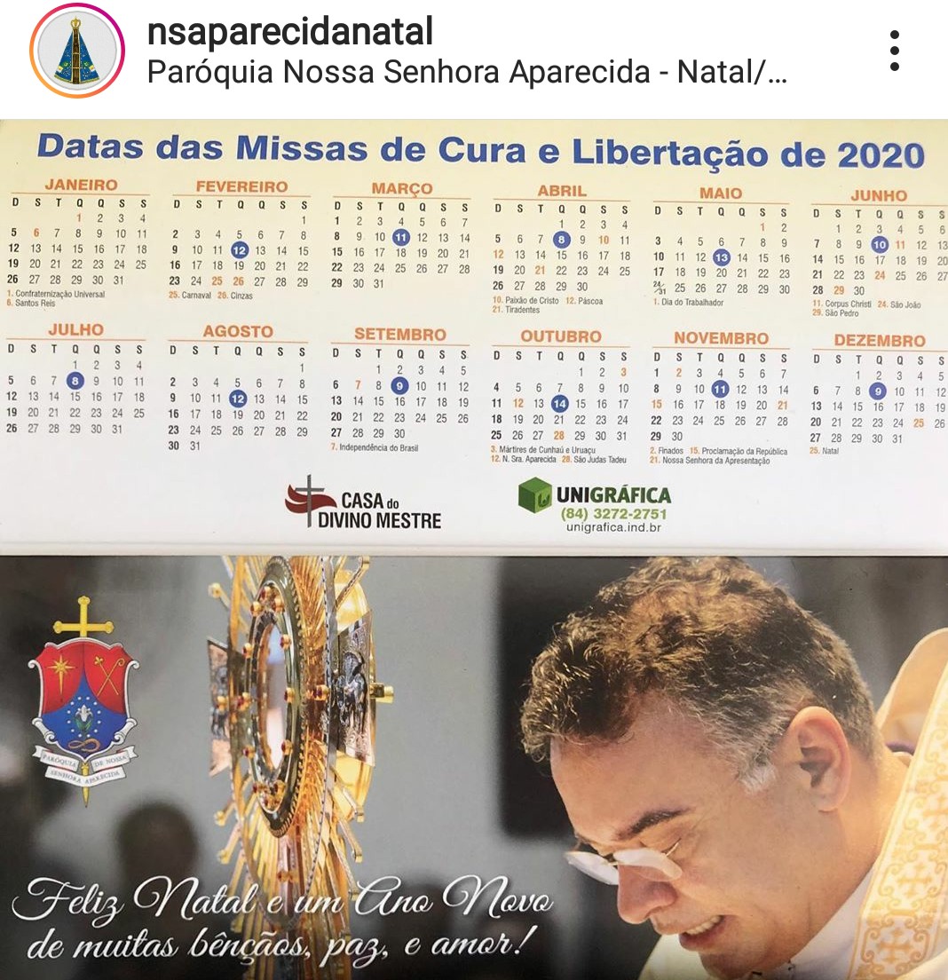 Paróquia Nossa Senhora Aparecida, em Neópolis, divulga datas das Missas de  Cura e Libertação em 2020 - Blog do BG