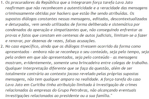 REPRODUCAO Bolsonaro diz que diálogos de Dallagnol e procuradores demonstram perseguição à sua família e configuram crime; presidente condena ‘brincadeira de colegas’
