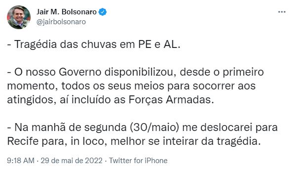 jair-bolsonaro-tt Bolsonaro vai ao Recife na segunda-feira (30) após desastres causados pelas fortes chuvas