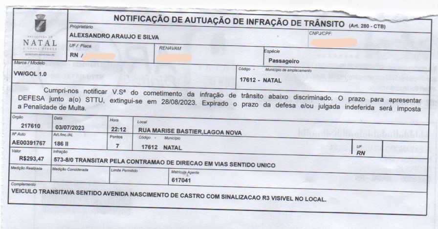 [VÍDEO E FOTOS] INDÚSTRIA DA MULTA: Auto de infração da STTU diz que veículo 'transitava na contramão' em horário que o carro estava no condomínio do proprietário - Blog do BG