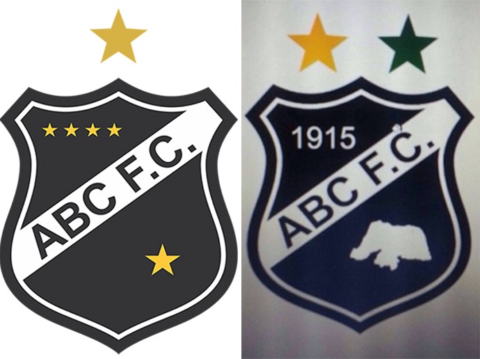 Escudo atual do ABC; novo escudo proposto pelo conselheiro Augusto Azevedo (Foto: Reprodução)